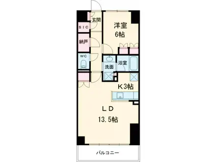 トラープランド翠命館(1LDK/14階)の間取り写真