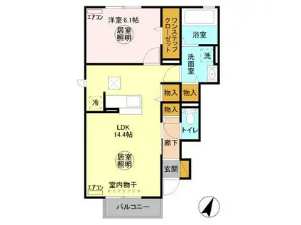 コンフォール千現ⅡA(1LDK/1階)の間取り写真