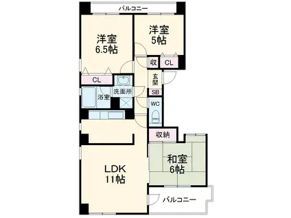 グランファミリエ大宮(3LDK/3階)の間取り写真