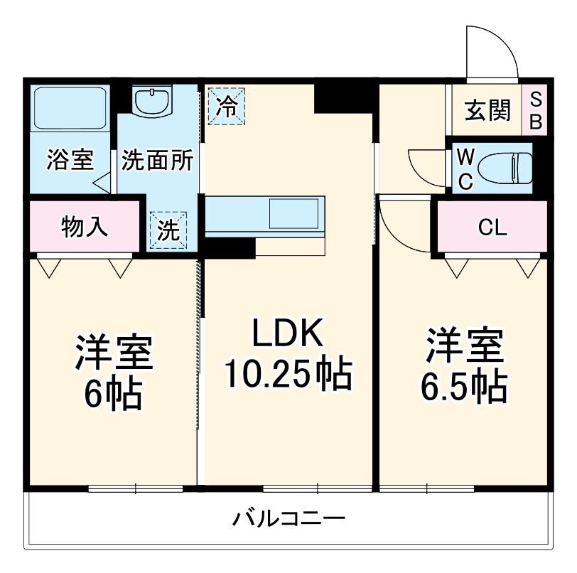 グランドソレーユⅠ(2LDK/3階)の間取り写真