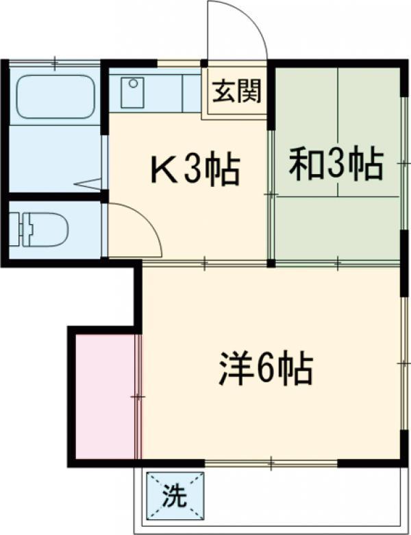 新町ハイツ(2K/3階)の間取り写真