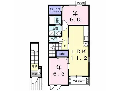 ブランネージュⅠ(2LDK/2階)の間取り写真