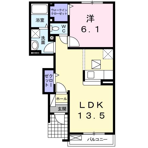 セルフィーユⅡ(1LDK/1階)の間取り写真