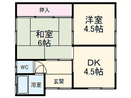 中央本線 神領駅 徒歩28分 1階建 築54年(2DK)の間取り写真