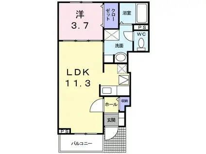 ルストパラディⅡ(1LDK/1階)の間取り写真