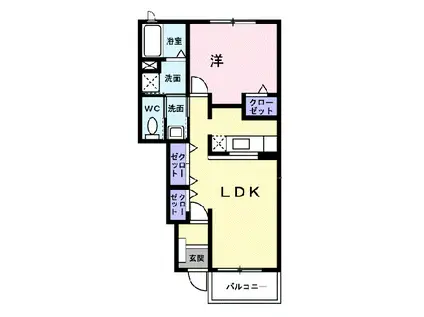 ウエストピークⅣ(1LDK/1階)の間取り写真