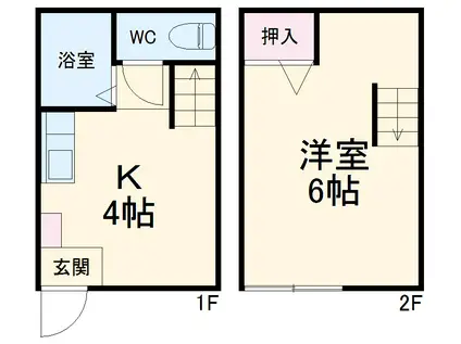 ミノタハイツ上条Ⅰ(1K/1階)の間取り写真