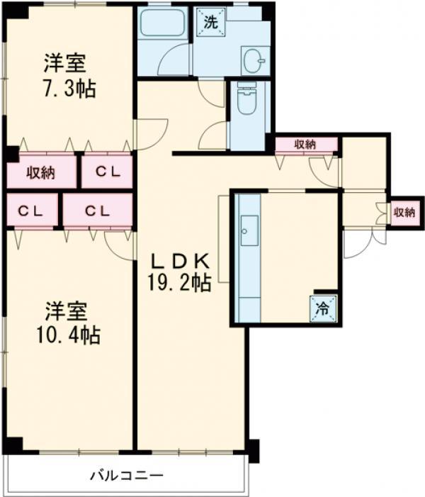 駒沢DSビル(2LDK/2階)の間取り写真