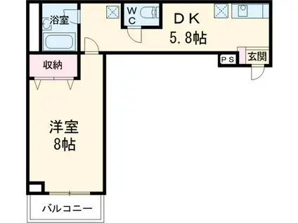 駒沢DSビル(1DK/3階)の間取り写真
