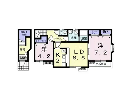 グランメールⅢ(2LDK/2階)の間取り写真
