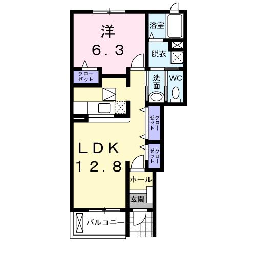 ヴィラK&K Ⅲ(1LDK/1階)の間取り写真
