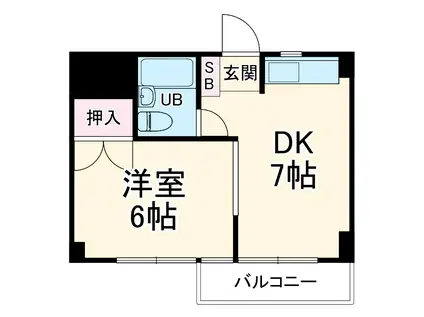 代官町ハウゼック(1DK/2階)の間取り写真