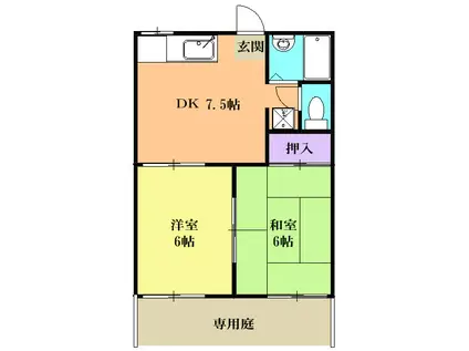タウニー大縄場(2DK/2階)の間取り写真