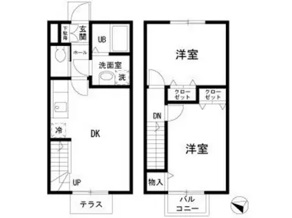 プランドール横濱ＩＩ(2DK)の間取り写真