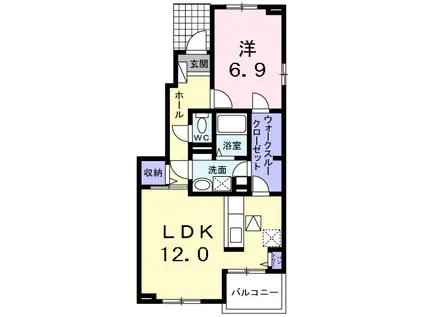 コンフィチュールⅡ(1LDK/1階)の間取り写真