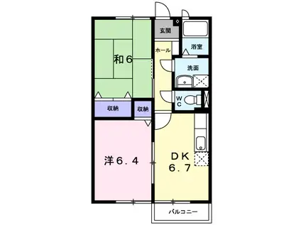 サンライズⅠ(2DK/1階)の間取り写真
