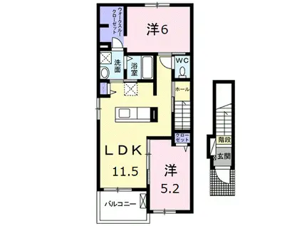 メゾン・ド・ジェルメ Ⅰ(2LDK/2階)の間取り写真