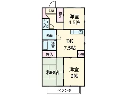 ポエム湘南(3DK/2階)の間取り写真