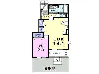 フェリーチェⅠ(1LDK/1階)の間取り写真