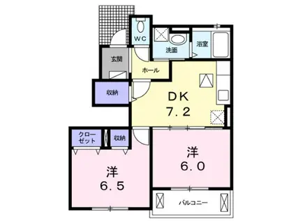 パレスジェリカⅡA(2DK/1階)の間取り写真