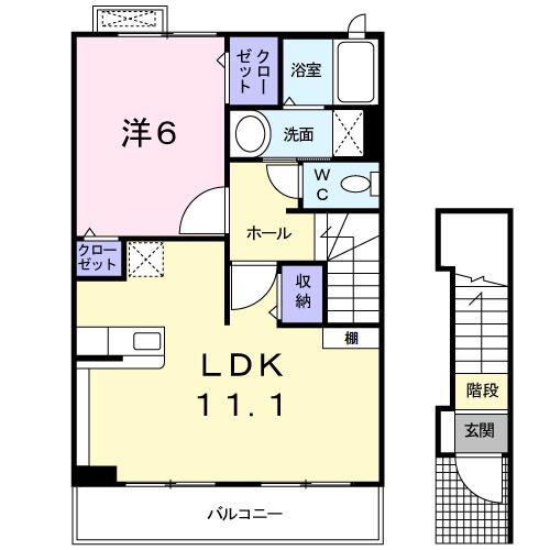 セレノⅡ(1LDK/2階)の間取り写真