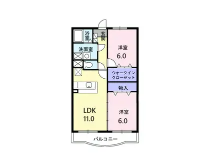 ゴールドグレイスⅠ(2LDK/1階)の間取り写真