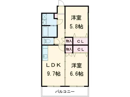 ラシーヌ1(2LDK/2階)の間取り写真