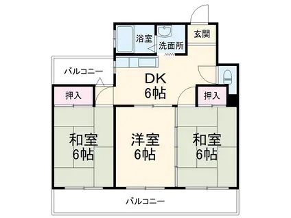 第2サンハイツ戸崎(3DK/2階)の間取り写真