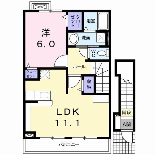 フェリーチェⅡ(1LDK/2階)の間取り写真