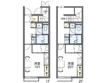 レオパレスアムールⅡ(1K/1階)の間取り写真