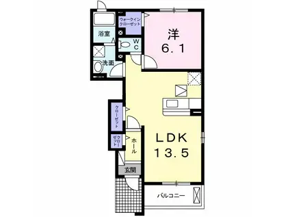 グリーンパーク弐番館(1LDK/1階)の間取り写真