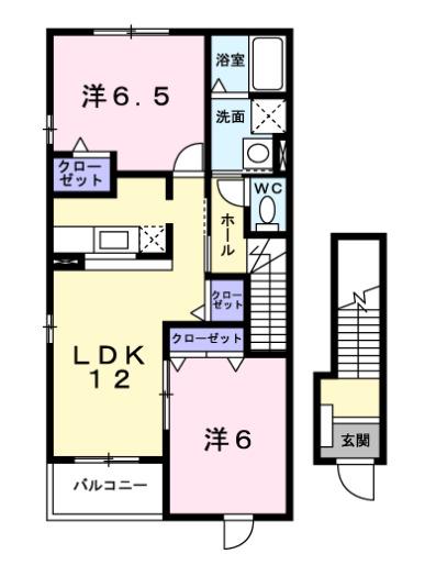 ウィステリア(2LDK/2階)の間取り写真