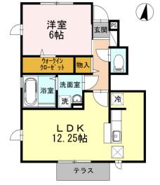 若竹ハウスⅡ(1LDK/1階)の間取り写真