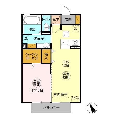 D-ROOM赤塚 B(1LDK/1階)の間取り写真