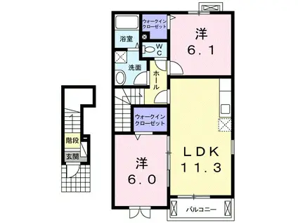 リュブミラーカⅢ(2LDK/2階)の間取り写真