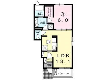 グランフェリシアC(1LDK/1階)の間取り写真