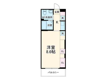 リブリ・平塚(1K/1階)の間取り写真