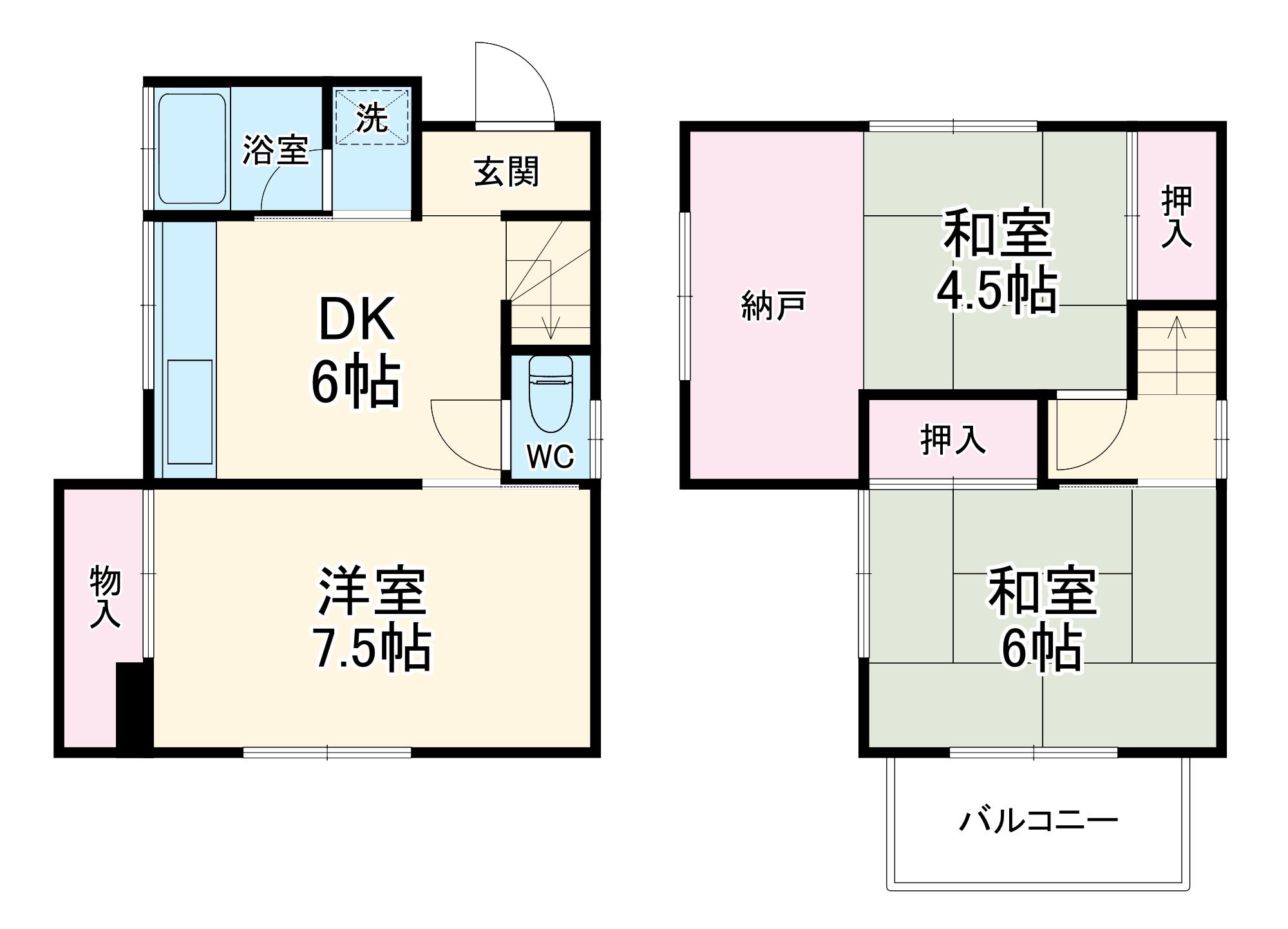 横浜市ブルーライン 蒔田駅 徒歩14分 2階建 築59年(3DK)の間取り写真