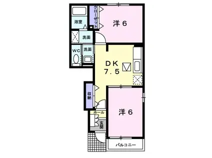 パールメゾン2(2DK/1階)の間取り写真