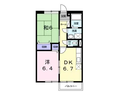 サンライズⅠ(2DK/2階)の間取り写真