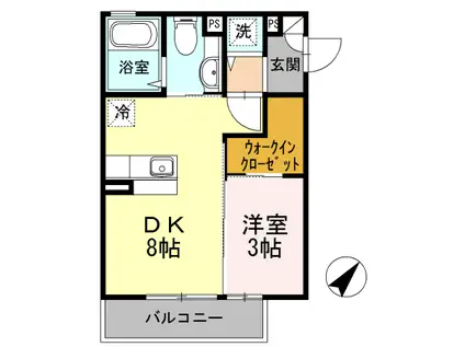 ガーデンプレイスⅢ(1DK/2階)の間取り写真