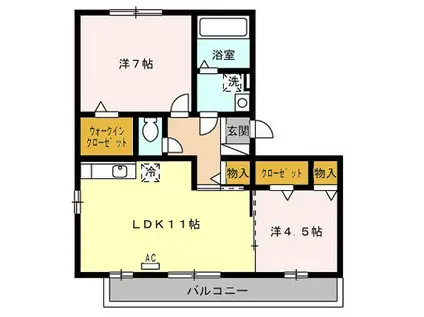 レザン長根B(2LDK/3階)の間取り写真