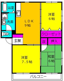 ドリームCITY A(3LDK/2階)の間取り写真