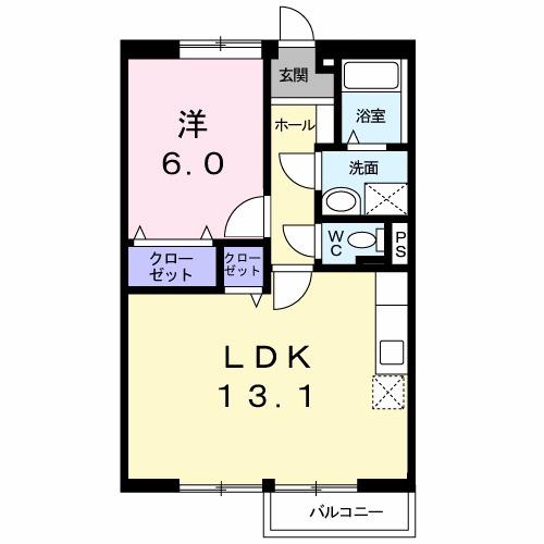 エミネンスユイⅠ(1LDK/2階)の間取り写真