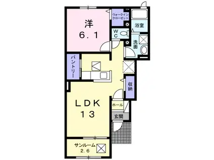 エアフォルク(1LDK/1階)の間取り写真
