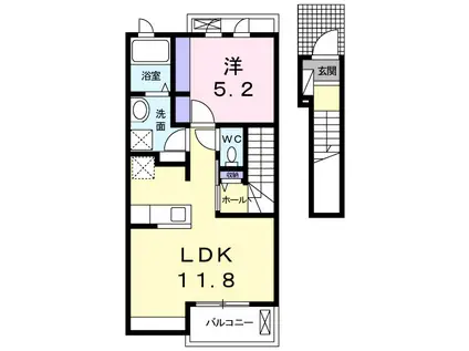 プライム吉良B(1LDK/2階)の間取り写真