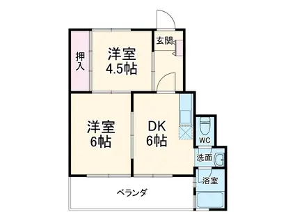 朝日堂コーポ(2DK/3階)の間取り写真