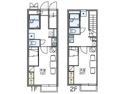レオパレスリバティ・ハシ(1K/2階)の間取り写真