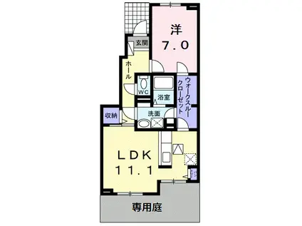 ハニーエンジェル(1LDK/1階)の間取り写真