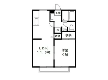 ハイツウェルストーン(1LDK/2階)の間取り写真